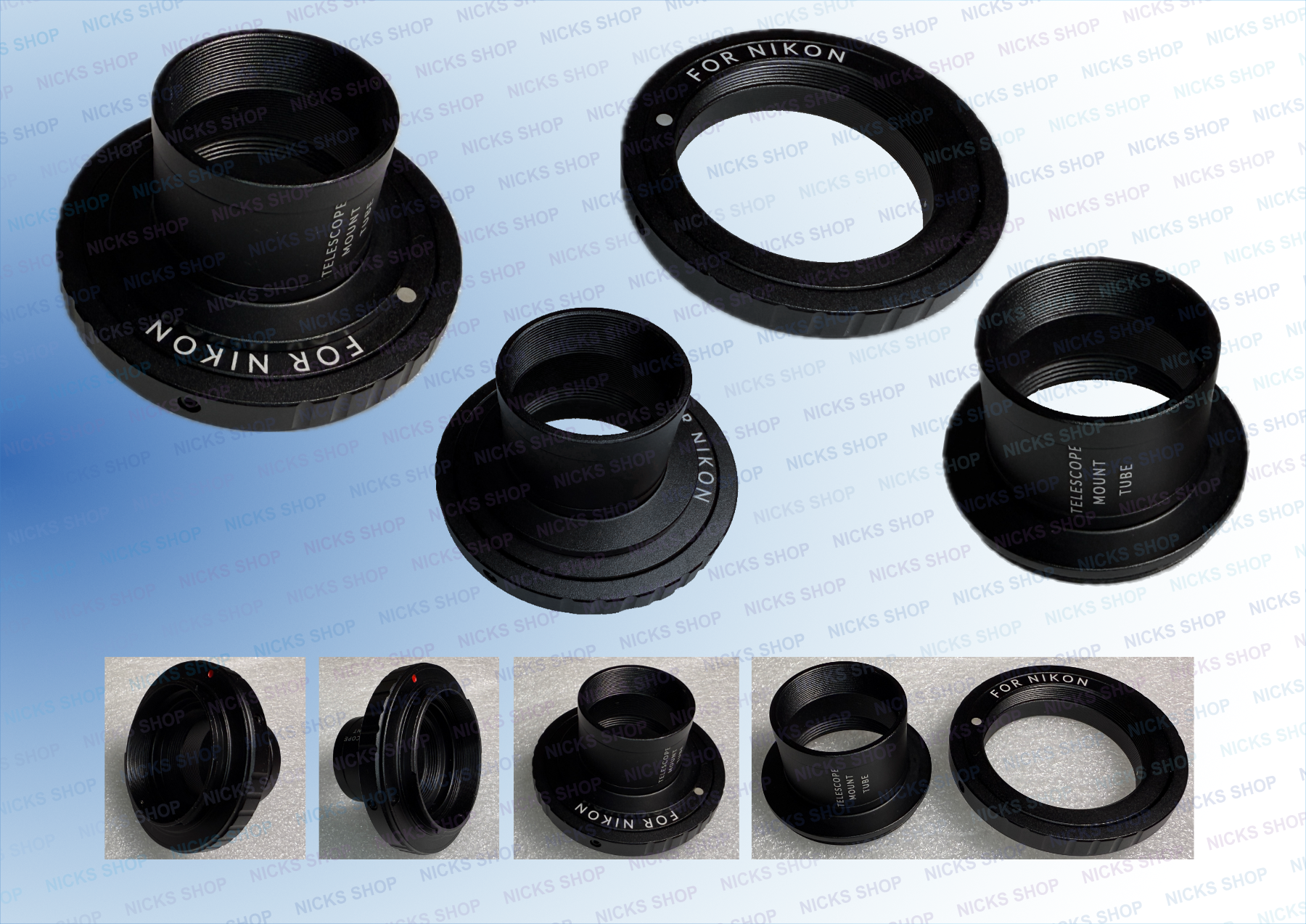(image for) Nikon DSLR camera mount ring and 1.25" telescope adapter tube,